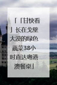 「甘快看」长在戈壁大漠的绿色蔬菜38小时直达粤港澳餐桌