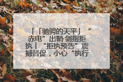 「驰骋的天平」“赤电”出鞘·剑指拒执︱“拒执预告”震撼督促，小心“执行”变“执刑”