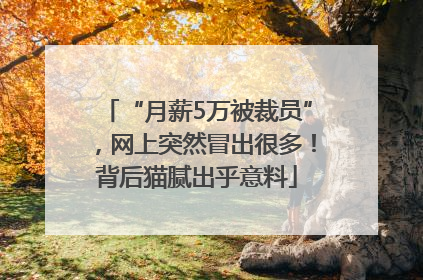 “月薪5万被裁员”，网上突然冒出很多！背后猫腻出乎意料