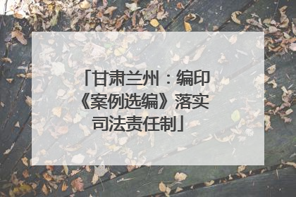 甘肃兰州：编印《案例选编》落实司法责任制