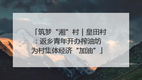 筑梦“湘”村｜皇田村：返乡青年开办榨油坊 为村集体经济“加油”