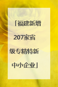 福建新增207家省级专精特新中小企业