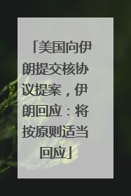 美国向伊朗提交核协议提案，伊朗回应：将按原则适当回应