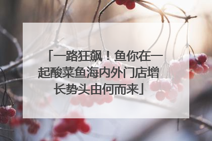 一路狂飙！鱼你在一起酸菜鱼海内外门店增长势头由何而来