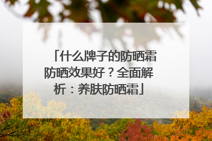 什么牌子的防晒霜防晒效果好？全面解析：养肤防晒霜