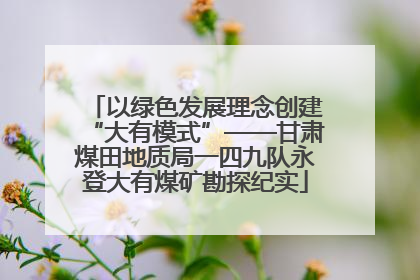 以绿色发展理念创建“大有模式”——甘肃煤田地质局一四九队永登大有煤矿勘探纪实