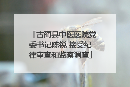 古蔺县中医医院党委书记陈锐 接受纪律审查和监察调查