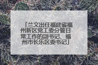 兰文出任福建省福州新区党工委分管日常工作的副书记、福州市长乐区委书记