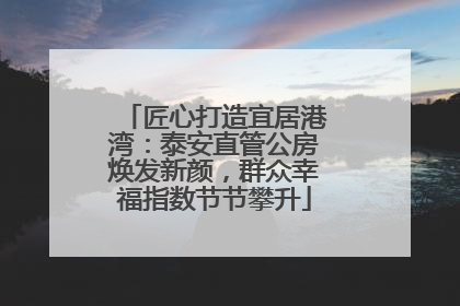 匠心打造宜居港湾：泰安直管公房焕发新颜，群众幸福指数节节攀升