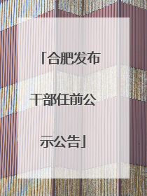 合肥发布干部任前公示公告