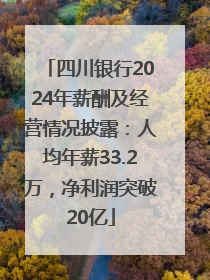 四川银行2024年薪酬及经营情况披露：人均年薪33.2万，净利润突破20亿