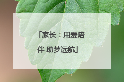 家长：用爱陪伴 助梦远航