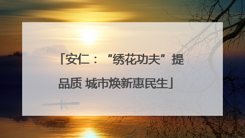 安仁：“绣花功夫”提品质 城市焕新惠民生