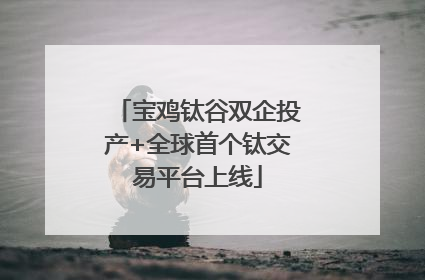 宝鸡钛谷双企投产+全球首个钛交易平台上线