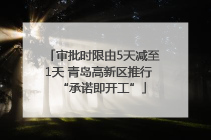 审批时限由5天减至1天 青岛高新区推行“承诺即开工”