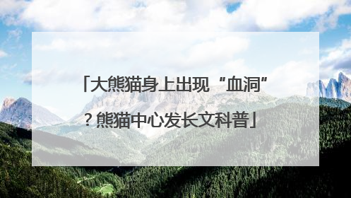 大熊猫身上出现“血洞”？熊猫中心发长文科普