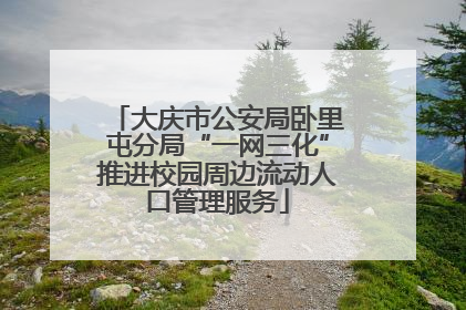 大庆市公安局卧里屯分局“一网三化”推进校园周边流动人口管理服务