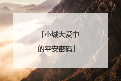小城大爱中的平安密码