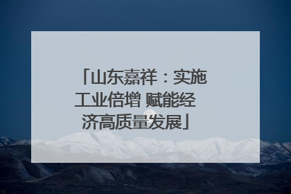 山东嘉祥：实施工业倍增 赋能经济高质量发展