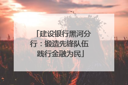 建设银行黑河分行：锻造先锋队伍 践行金融为民