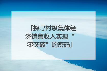 探寻村级集体经济销售收入实现“零突破”的密码