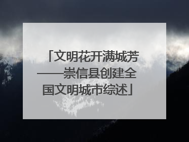 文明花开满城芳——崇信县创建全国文明城市综述