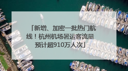 新增、加密一批热门航线！杭州机场暑运客流量预计超910万人次