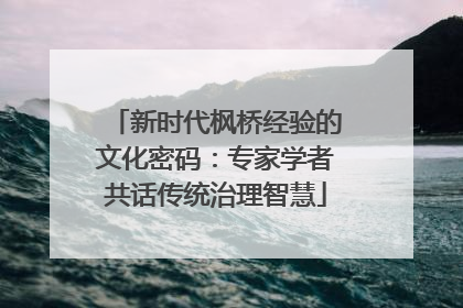 新时代枫桥经验的文化密码：专家学者共话传统治理智慧