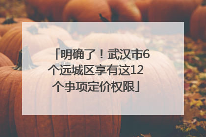 明确了！武汉市6个远城区享有这12个事项定价权限