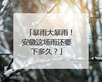 暴雨大暴雨！安徽这场雨还要下多久？