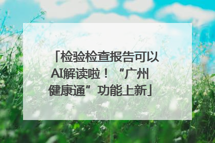 检验检查报告可以AI解读啦！“广州健康通”功能上新