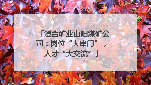 澄合矿业山阳煤矿公司：岗位“大串门”，人才“大交流”