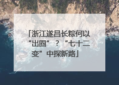 浙江遂昌长粽何以“出圈”？“七十二变”中探新路