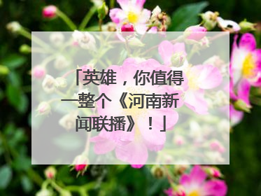 英雄，你值得一整个《河南新闻联播》！