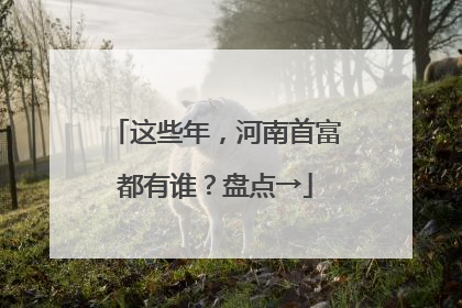 这些年，河南首富都有谁？盘点→