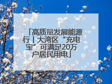 高质量发展能源行丨大湾区“充电宝”可满足20万户居民用电